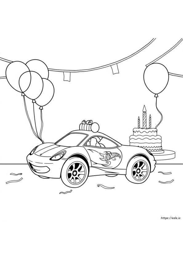 Hot Wheels Birthday Coloring Page