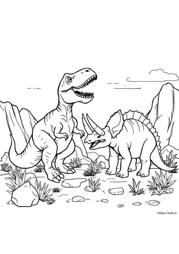 T Rex Ja Triceratops Värityskuvat