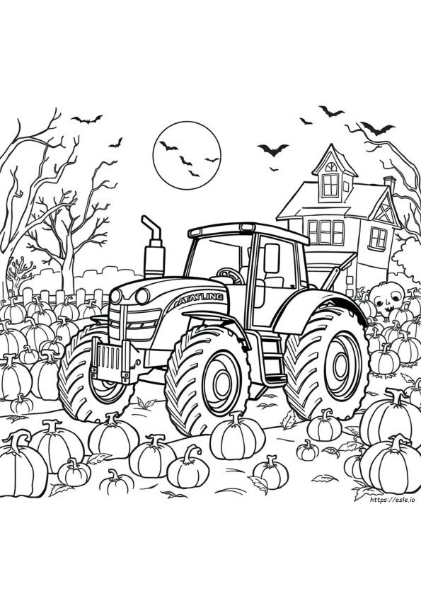 Halloween Tractor Coloring Page
