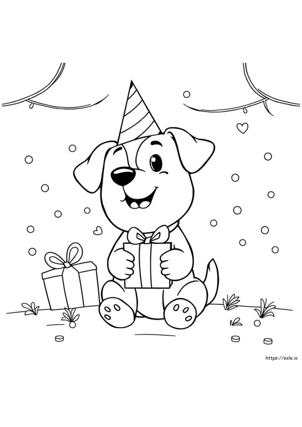 Süße Happy Birthday Hund Ausmalbilder