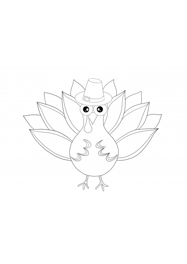 Funky turkey for Thanksgiving free coloring page to print or save for later