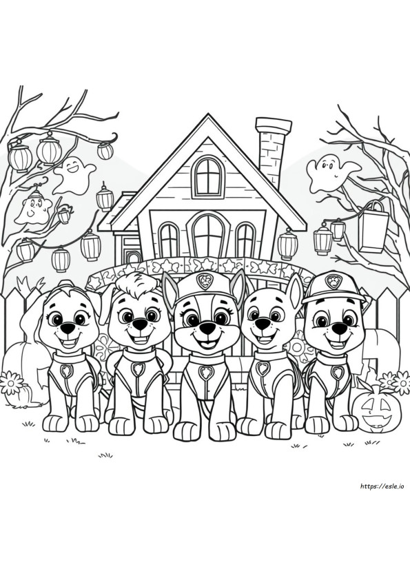 Patrula Cățelușilor De Halloween De Colorat