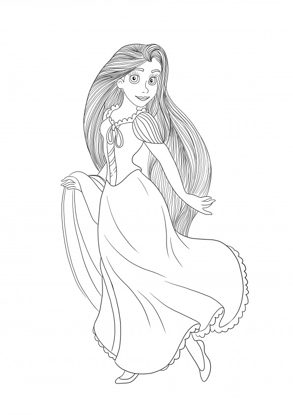 Rapunzel from Disney Tangled-a beautiful Disney princess free printable to colo