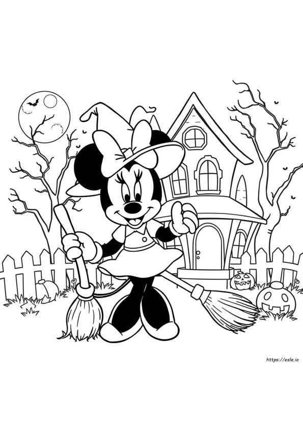 Halaman Mewarnai Halloween Minnie Mouse Yang Dapat Dicetak