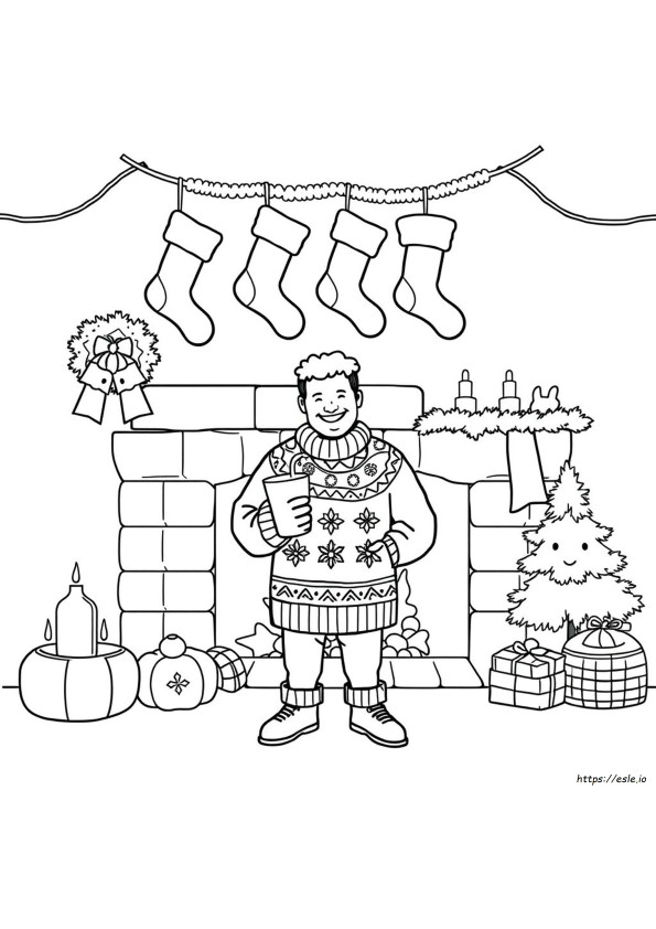 Hässlicher Weihnachtspullover Ausmalbilder