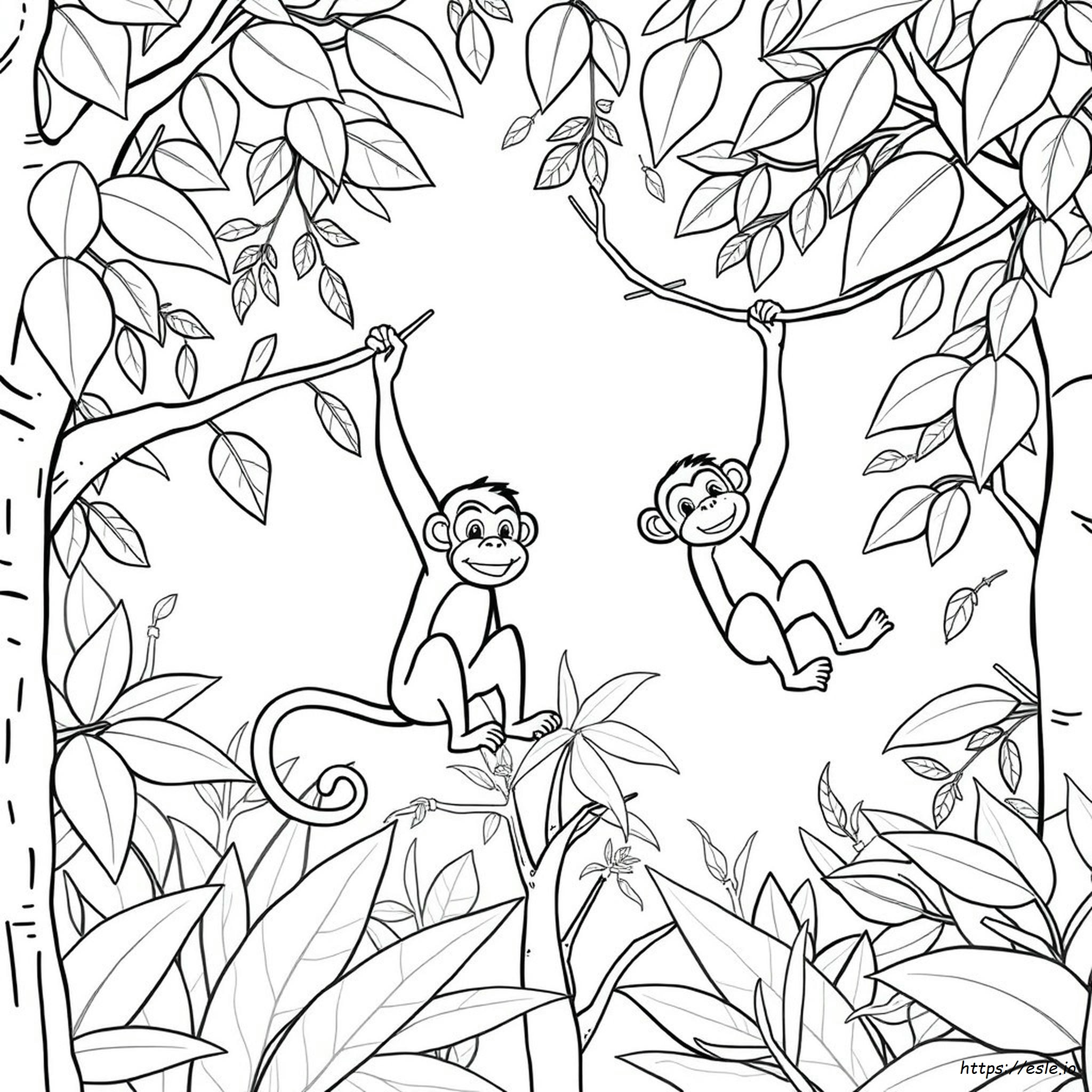 Monkeys Colouring Pages