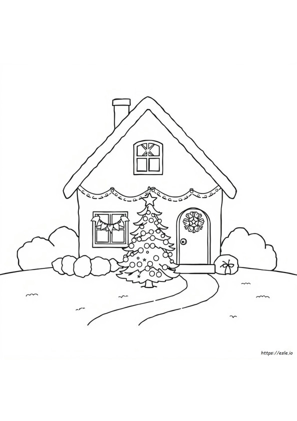 Casa De Navidad Para Colorear