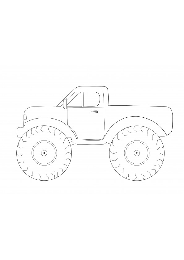 A free coloring page of a big Monster truck for truck lovers