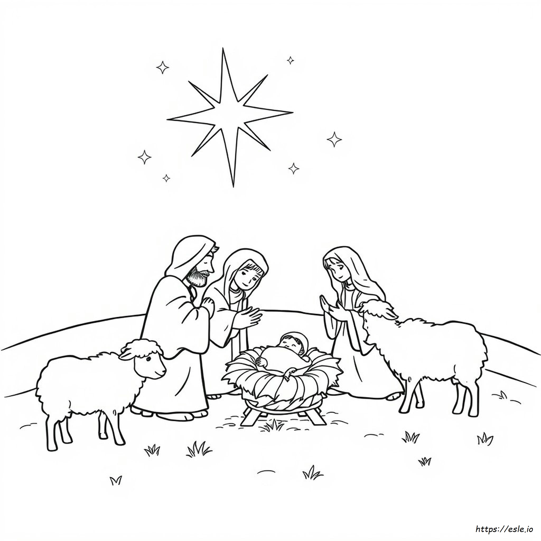 Coloriage Les Bergers Rendent Visite À Jésus
