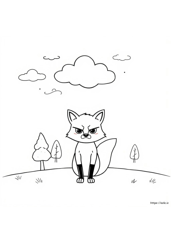 Frowny Fox Coloring Page