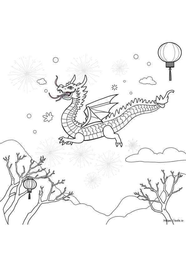 Dragão Do Ano Novo Chinês Para Colorir