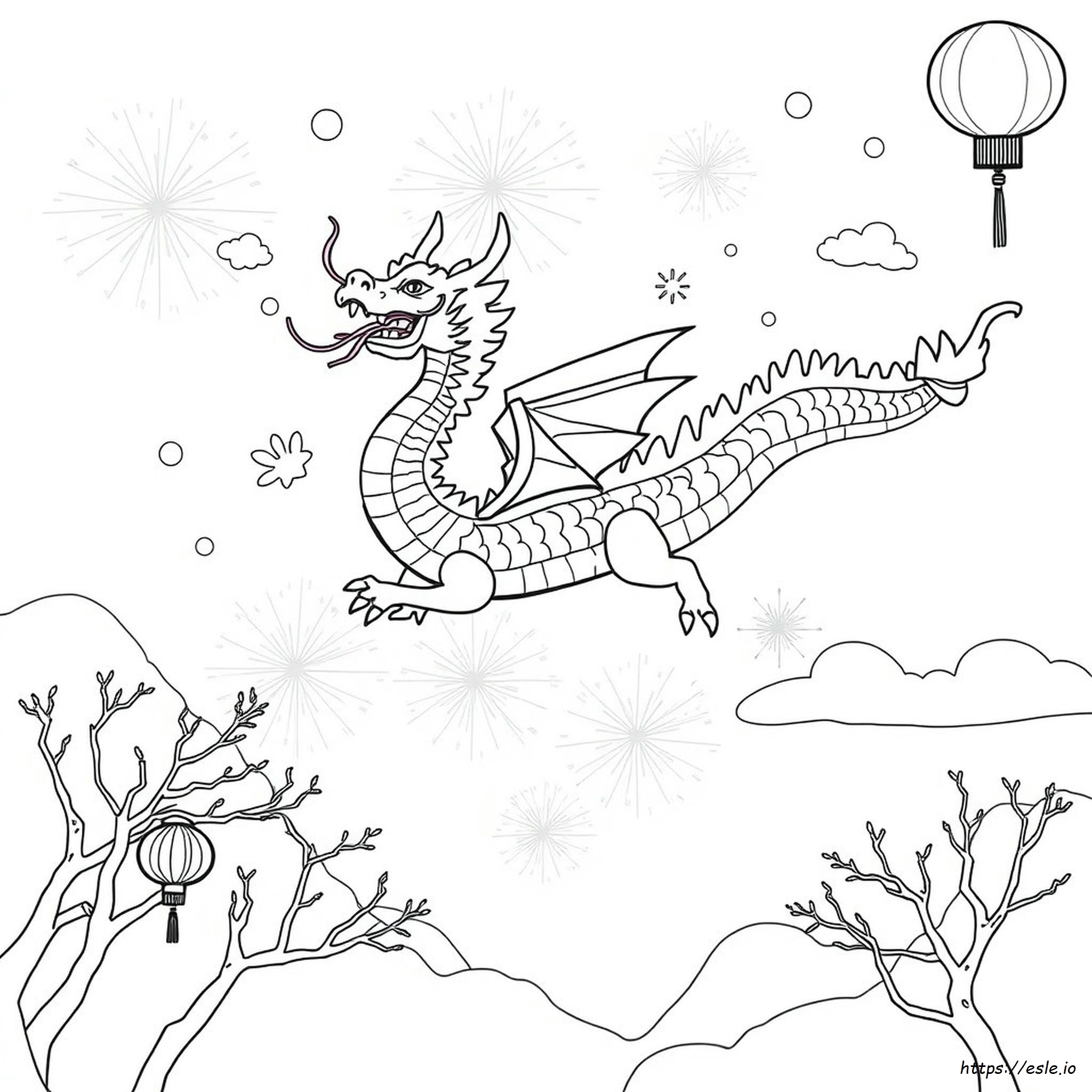 Drago Del Capodanno Cinese Da Colorare
