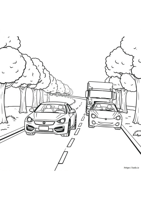 無料ぬりえ：車とトラック