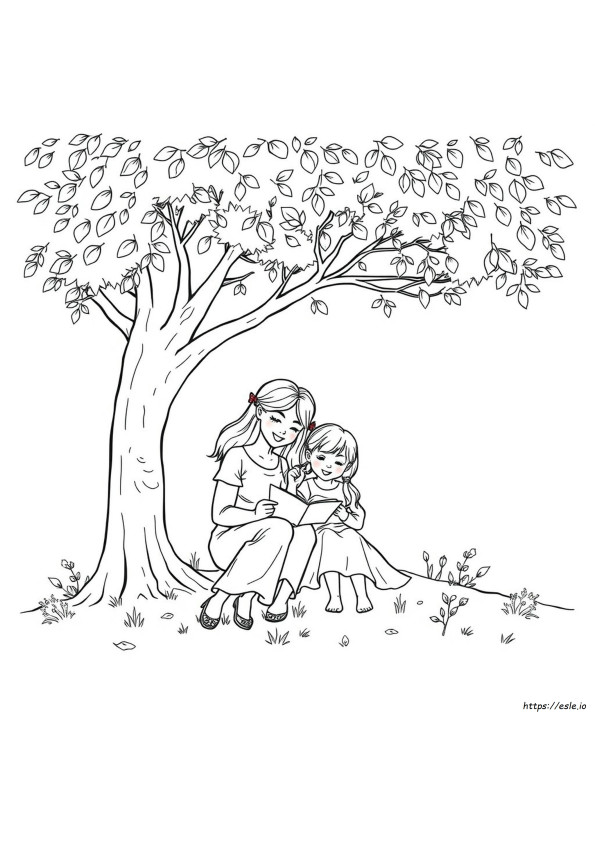 Mom And Daughter Coloring Page