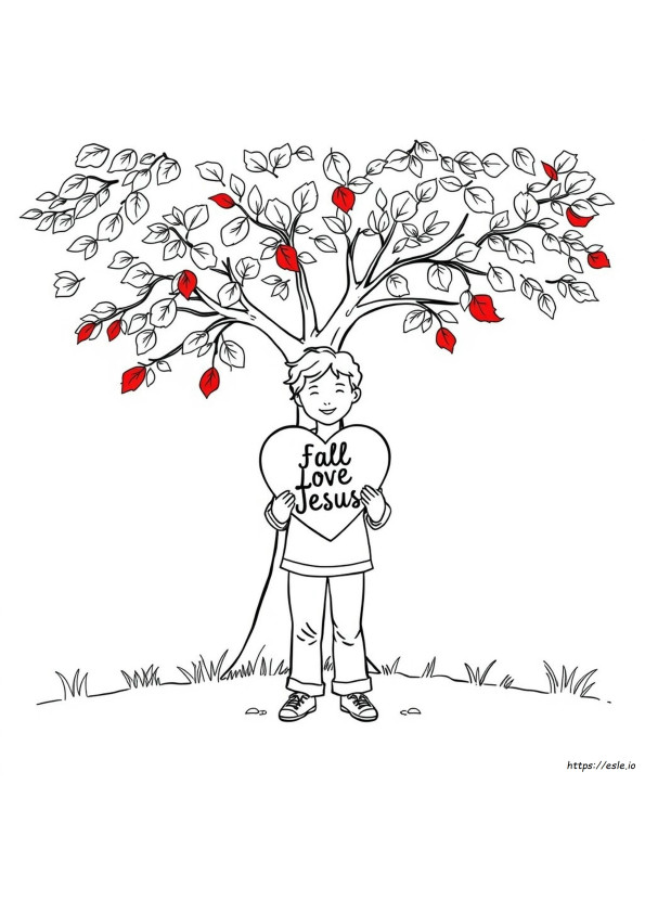 Fall In Love With Jesus Coloring Page