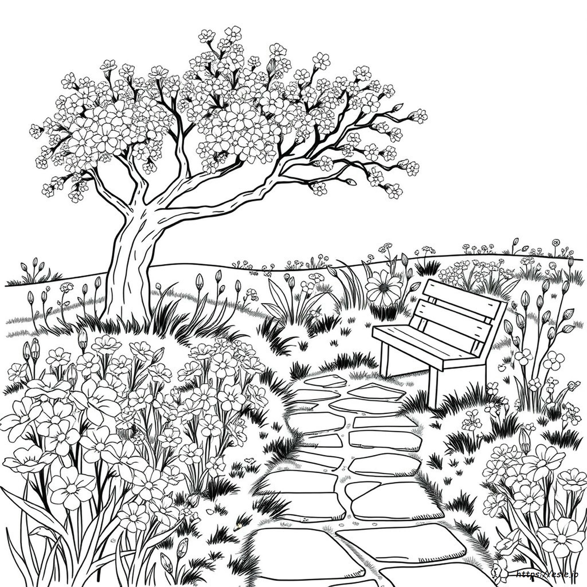 Disegni Da Colorare: Giardino Fiorito Primaverile