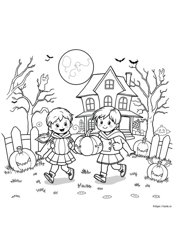 Karkki Tai Kepponen Söpö Halloween Värityskuvat