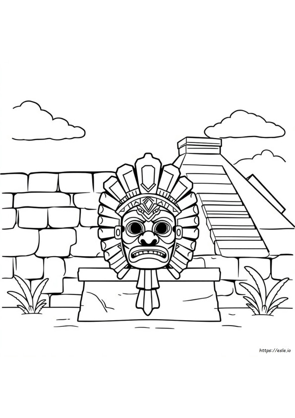 Mayan Mask Coloring Pages