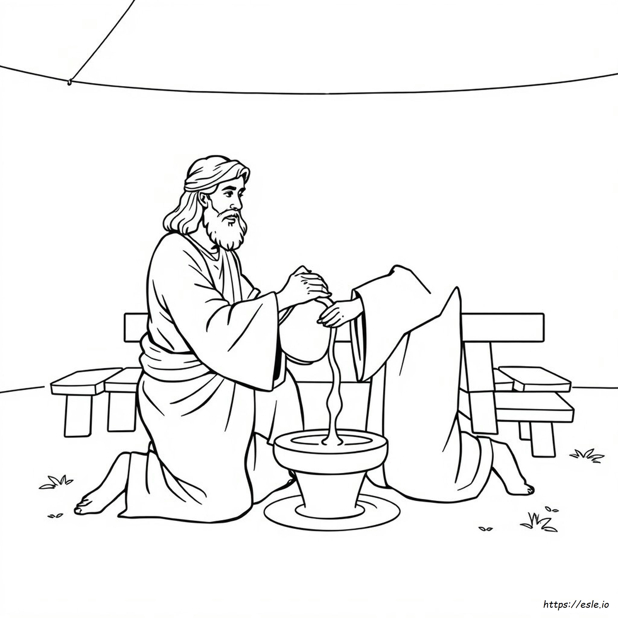 Jesus Washing Feet Coloring Page Free
