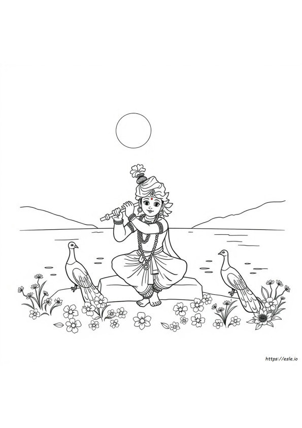 Krishna Skizze Zum Ausmalen
