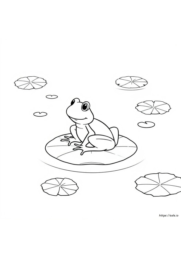 睡蓮の上のカエル ぬりえ