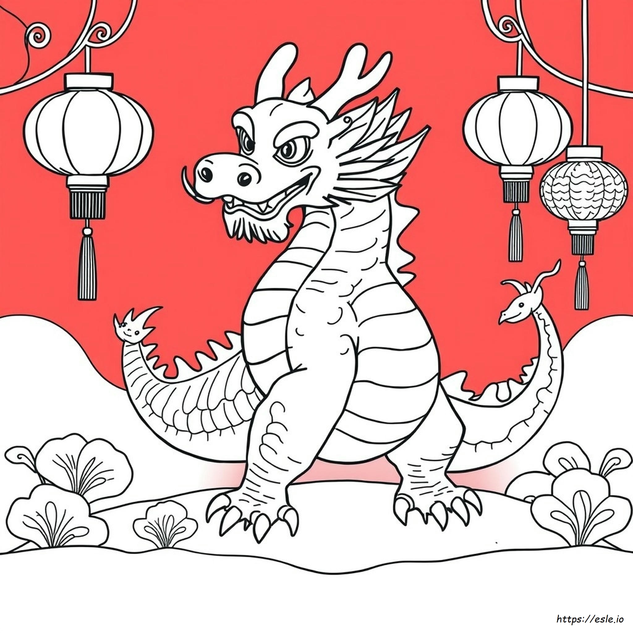 Drago Del Capodanno Cinese Da Colorare