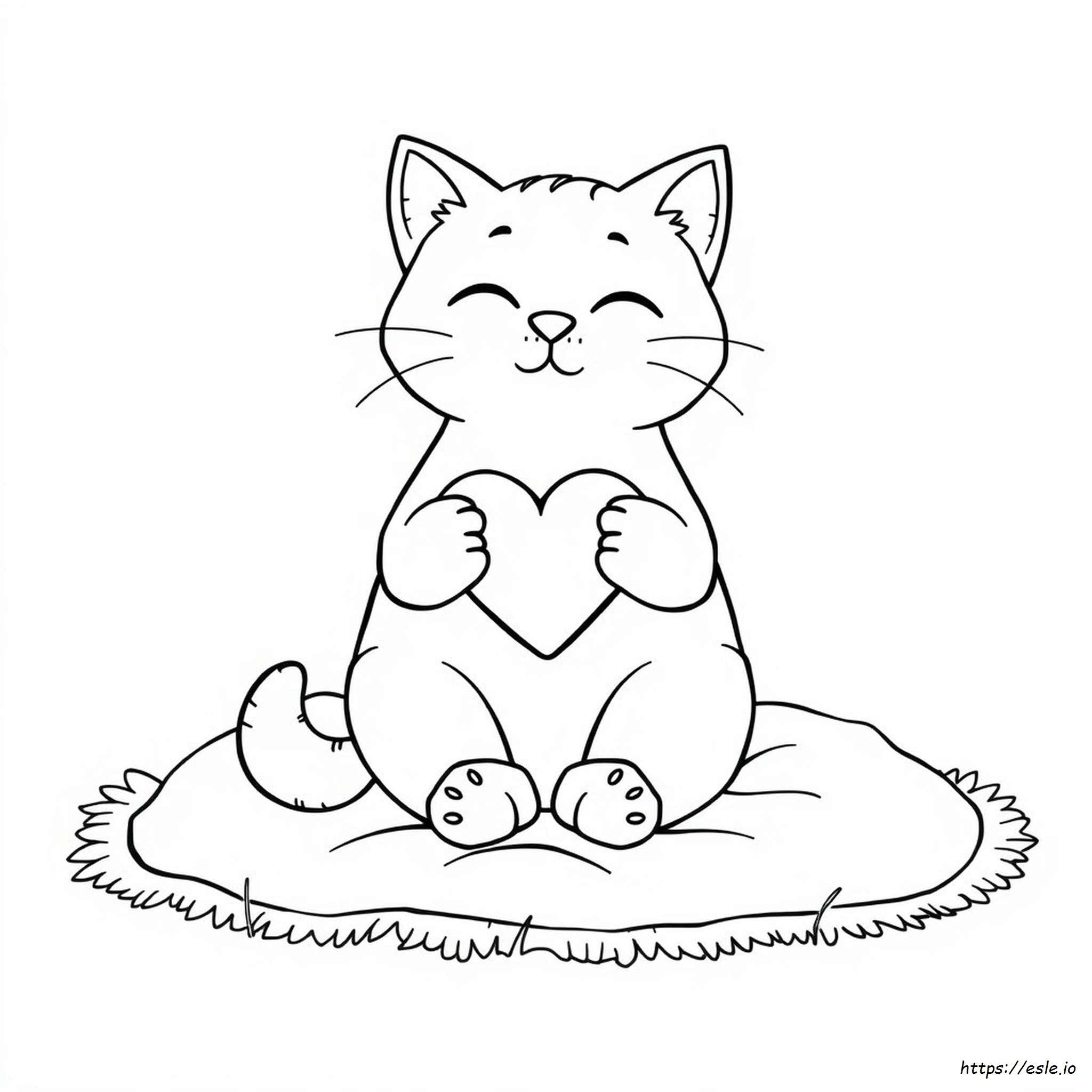 Coloriage Chat Avec Coeur