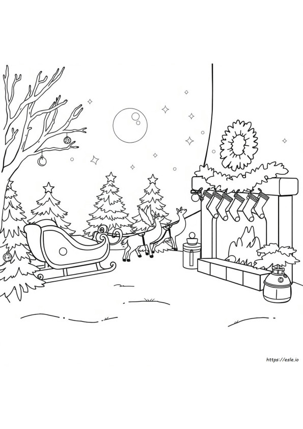Night Before Christmas Colouring Pages