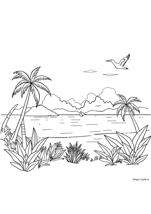 Pagina Da Colorare: Paesaggio Marino Da Colorare