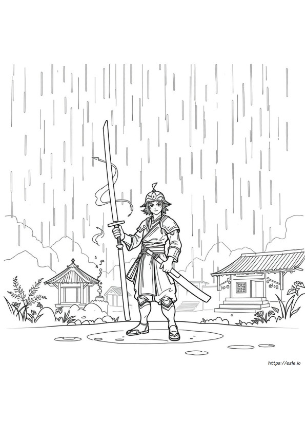 Drawing Giyu Tomioka Coloring Page