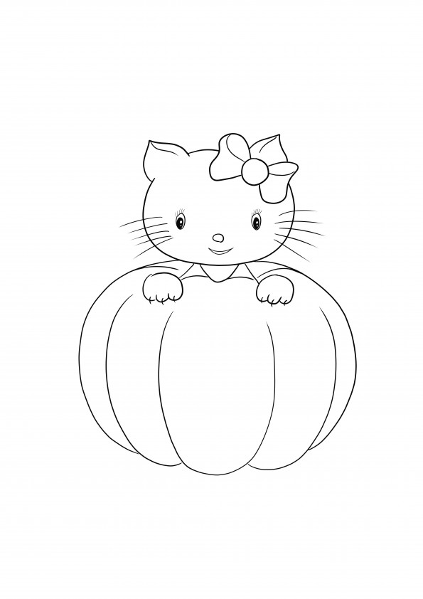 Hello Kitty Halloween is simple and free to color image or to be saved for later