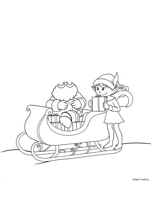 Santa And Elf Coloring Pages