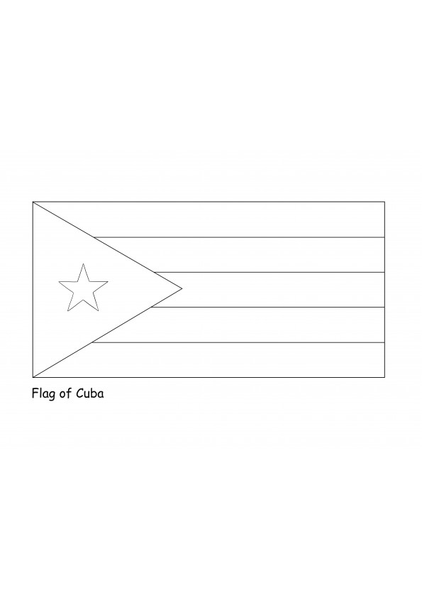 Einfaches Ausmalbild der Flagge von Kuba zum kostenlosen Download für Kinder