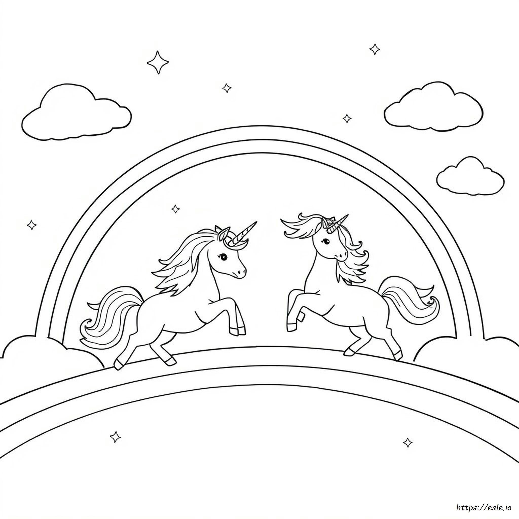 Pink Fluffy Unicorns Dancing On Rainbows Coloring Pages
