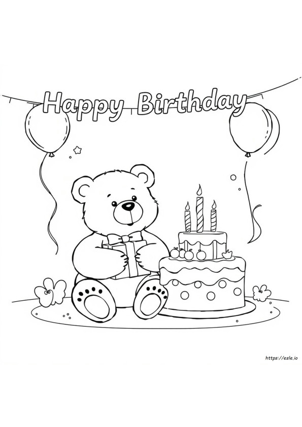 Happy Birthday Bear Coloring Pages