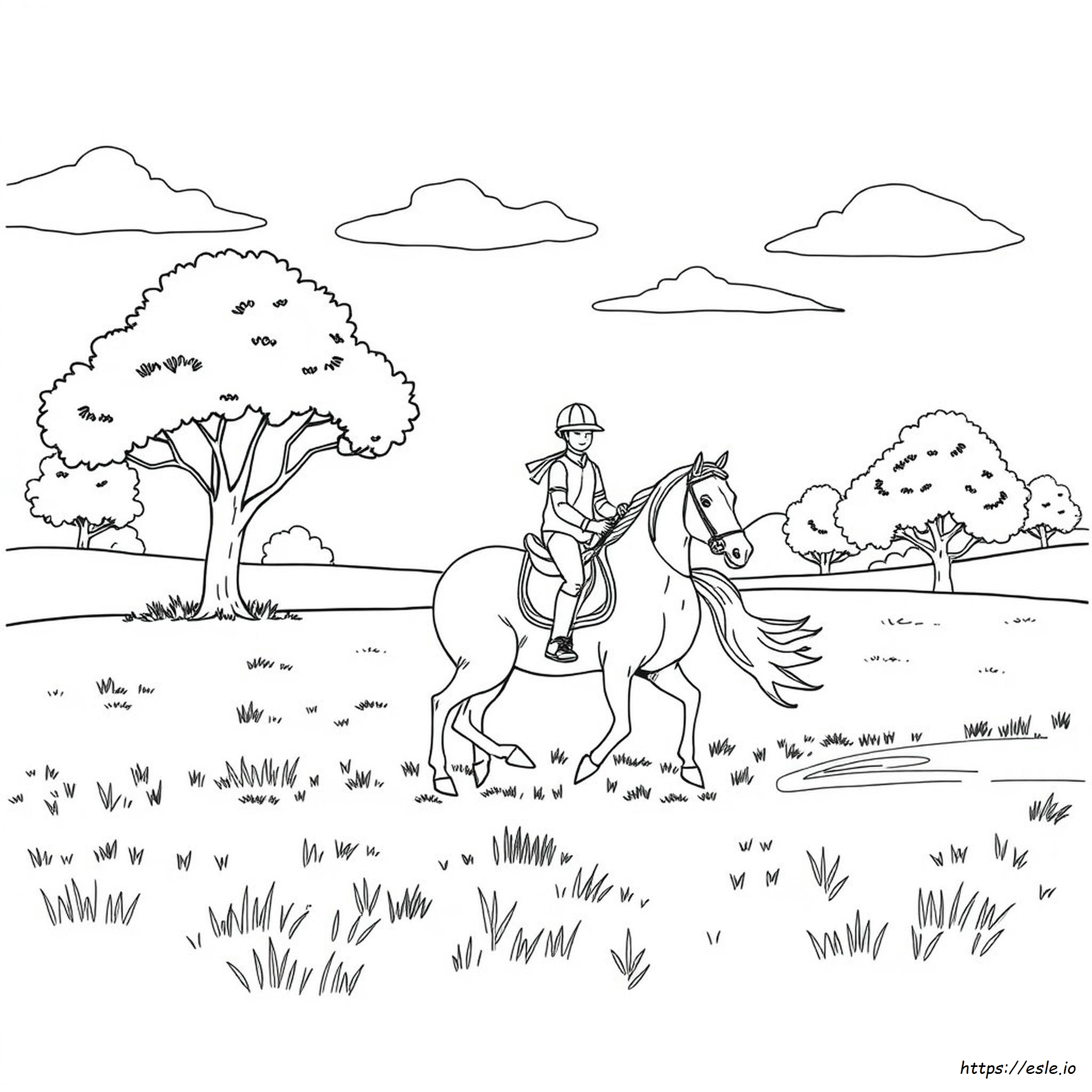 Realistic Horse And Rider Coloring Pages