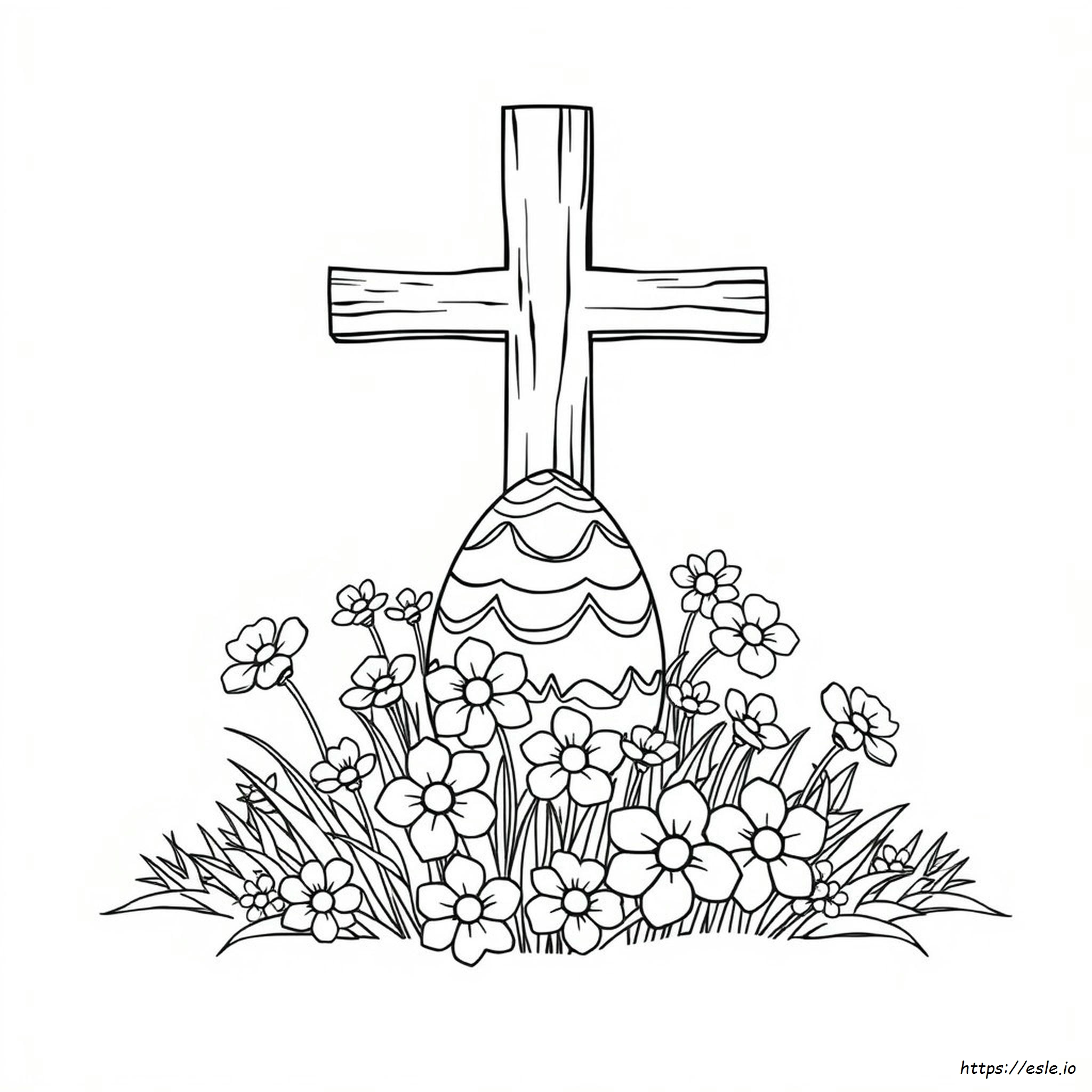 Easter Egg With Cross Coloring Page