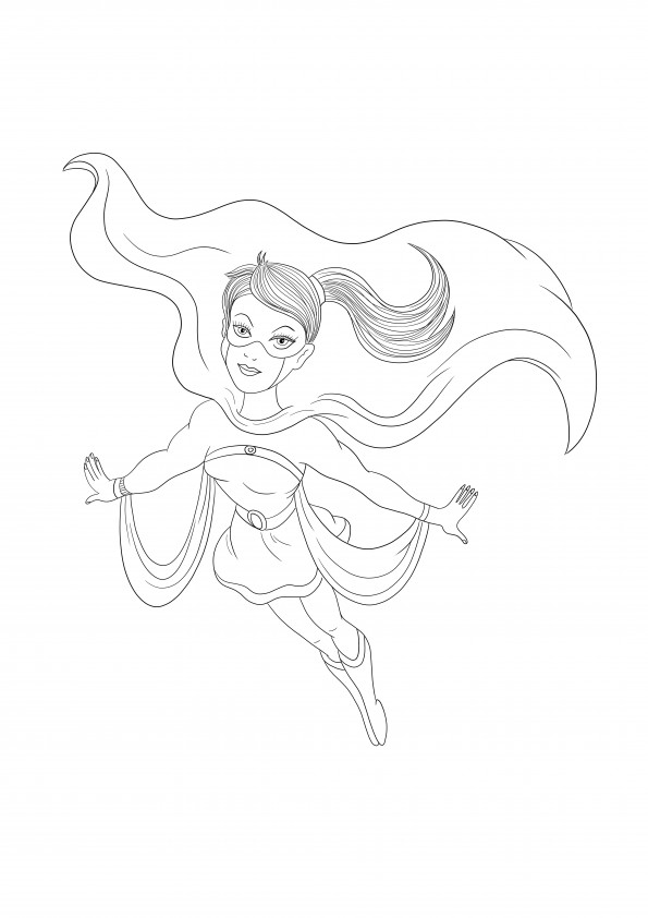 Supergirl is flying to rescue and waits to be colored for free