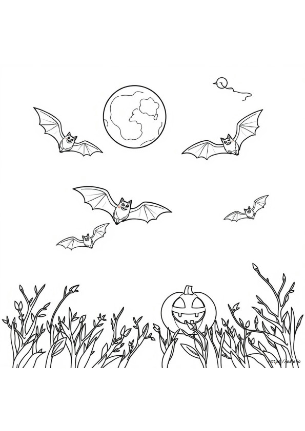 Halloween Vleermuizen Kleurplaat