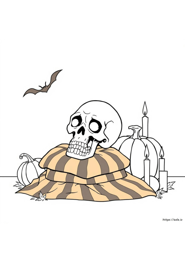 Gambar Mewarnai Tengkorak Halloween