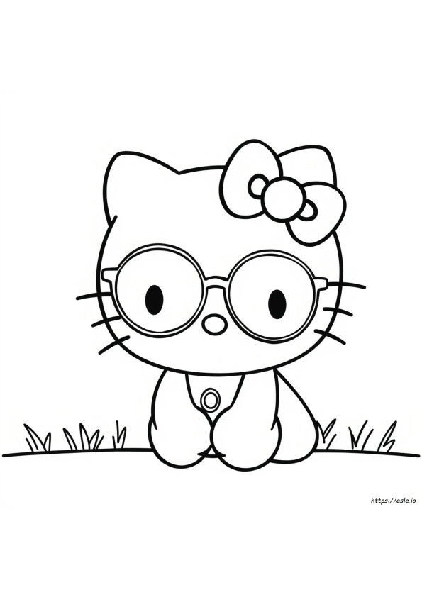 Hello Kitty With Glasses Coloring Page
