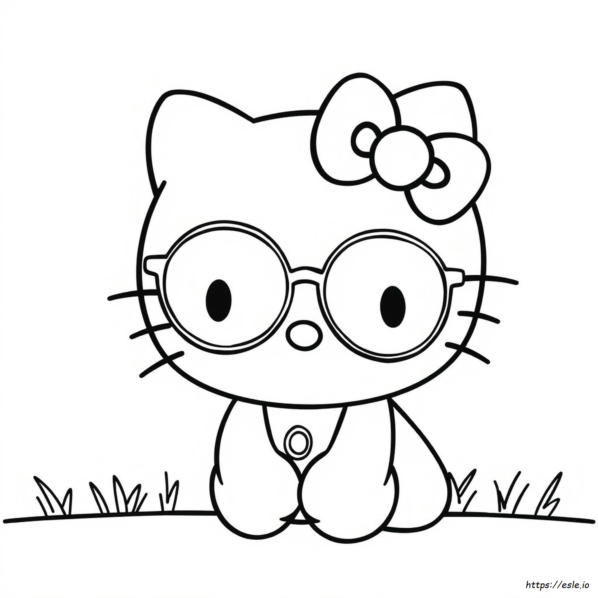 Hello Kitty With Glasses Coloring Page