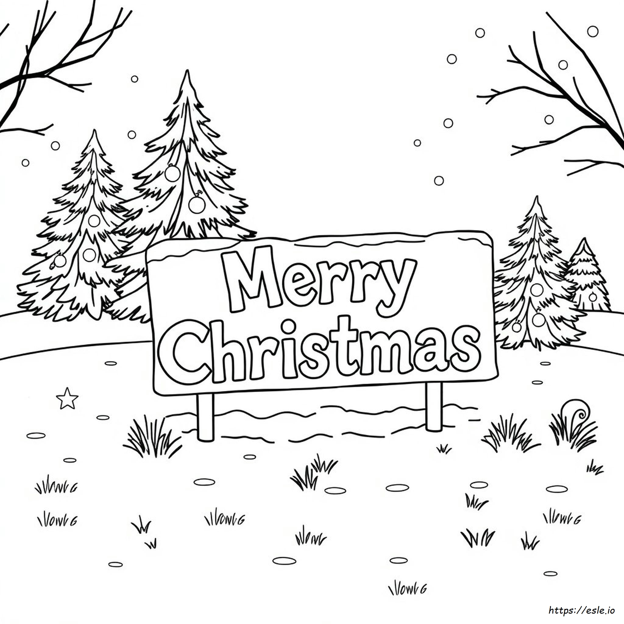 Merry Christmas Sign Colouring