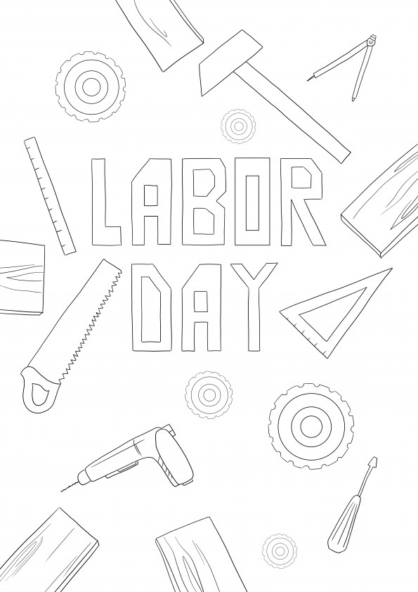 Imprimível gratuito do Dia do Trabalho disponível para colorir para crianças