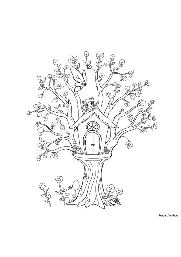 Fairy Tree House Coloring Pages