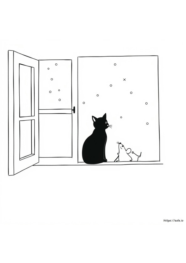 黒猫のぬりえ