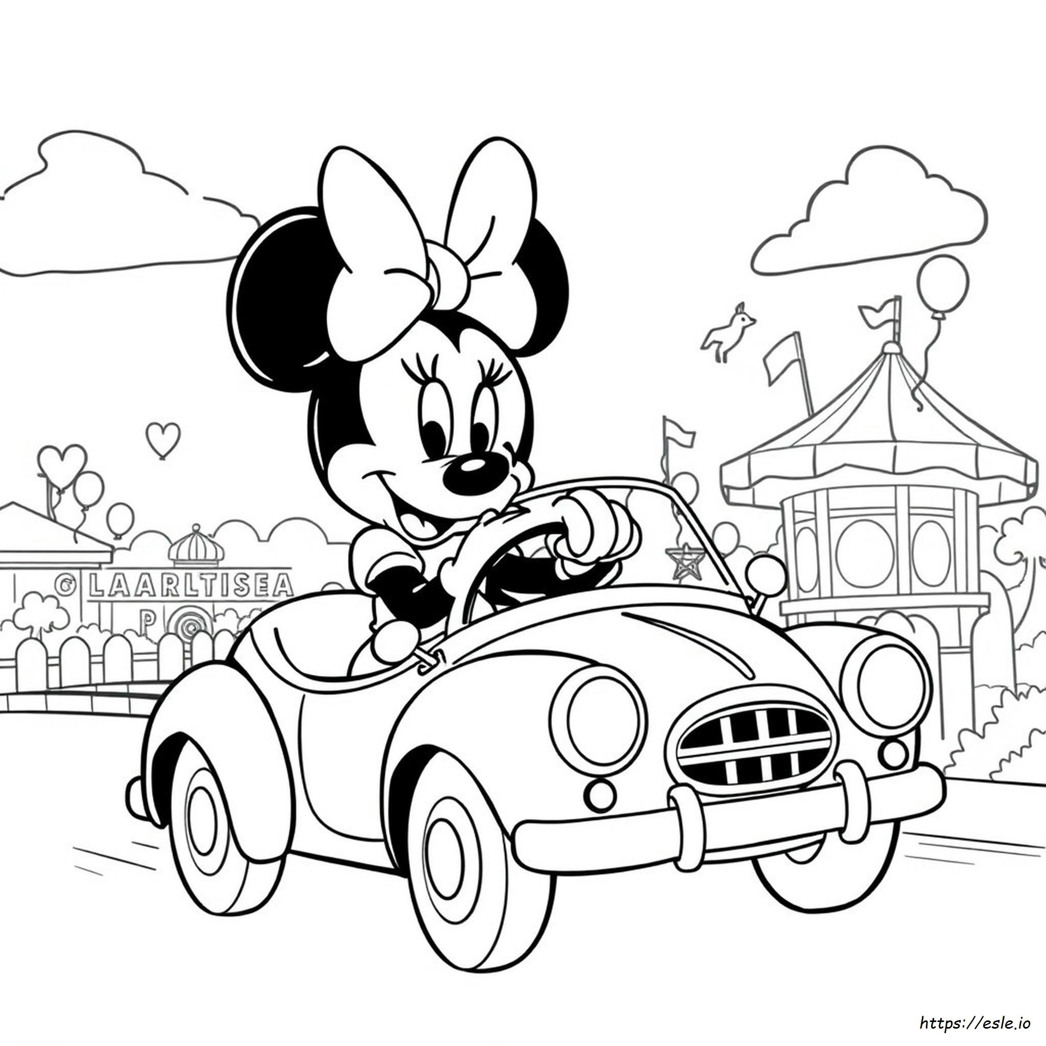 Minnie Mouse Car Coloring Pages