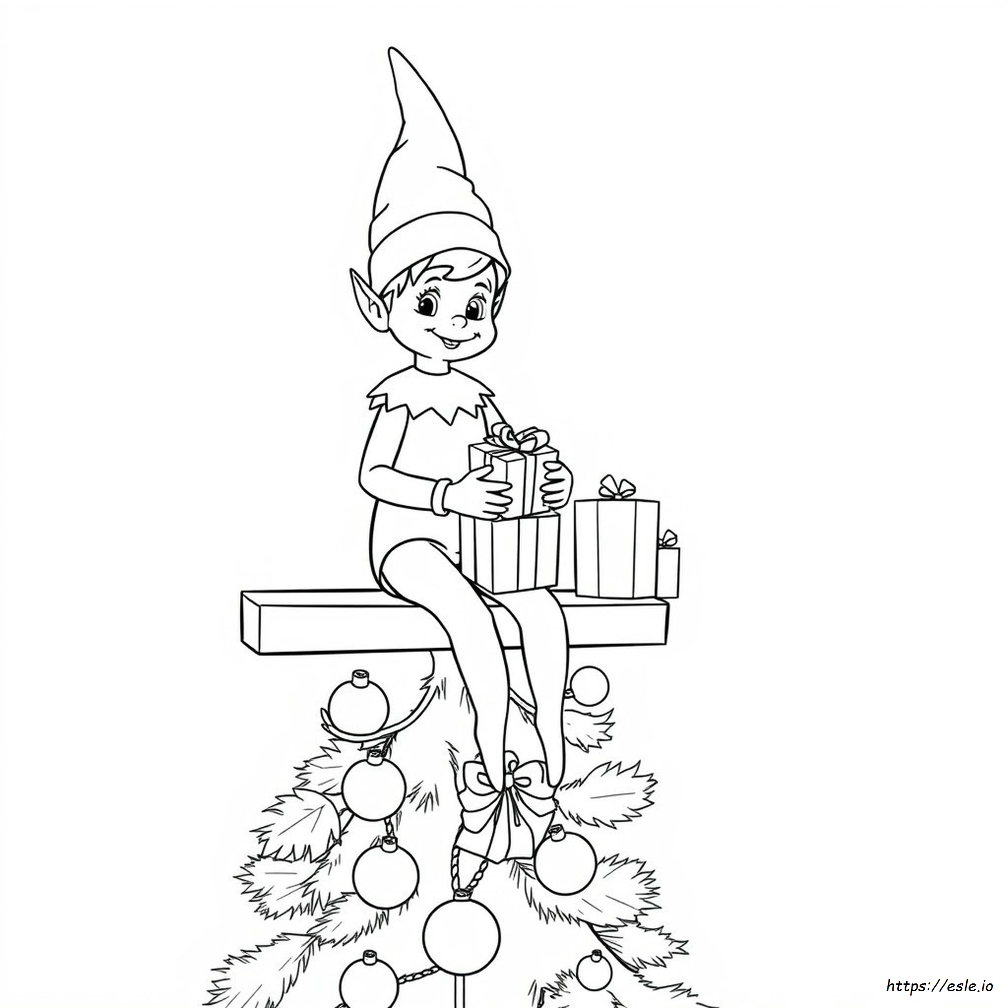 Elf On Shelf Colouring Page