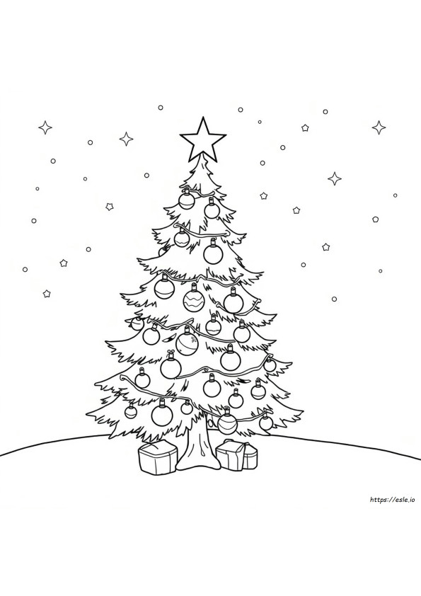 簡単なクリスマスツリーの塗り絵