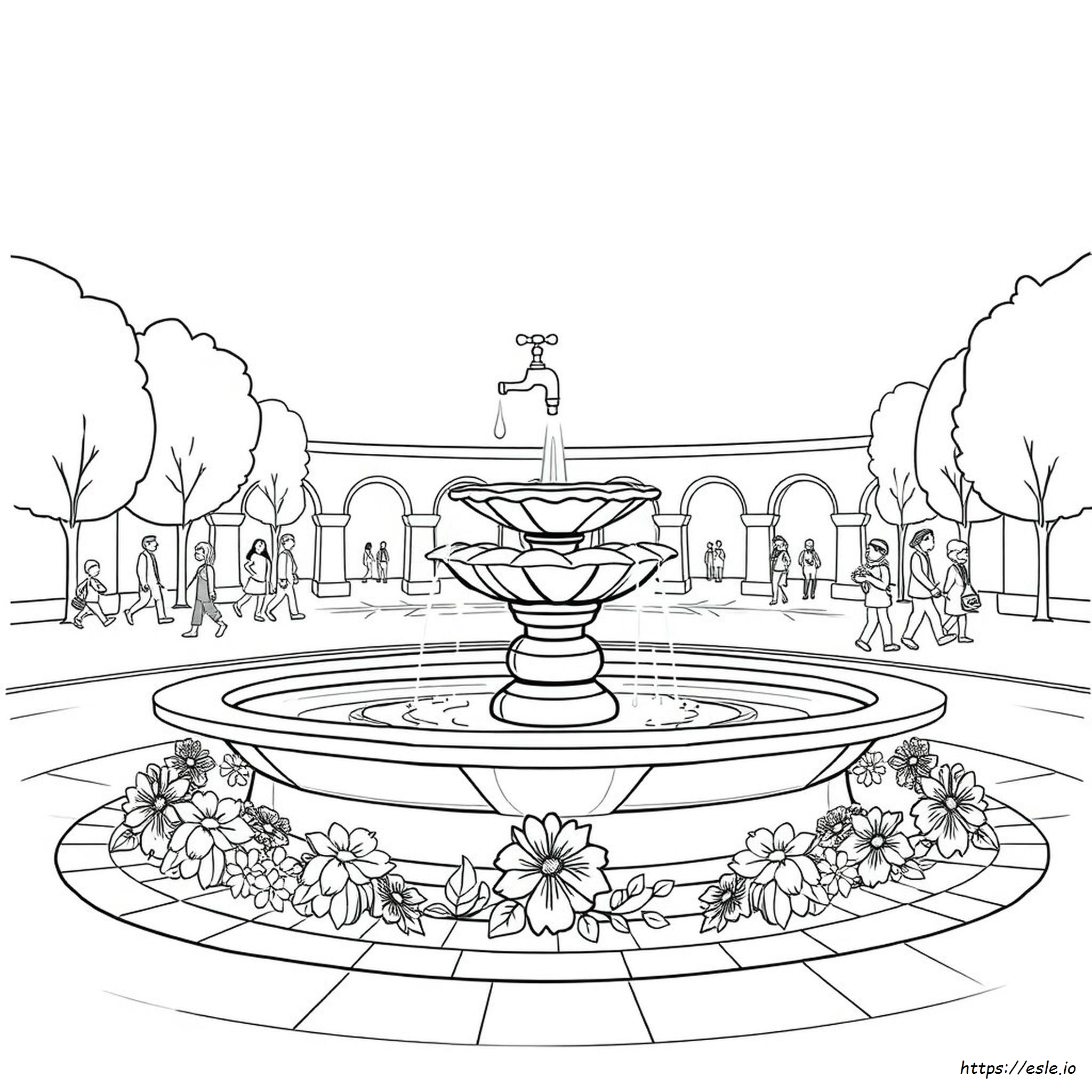 Fountain Coloring Page